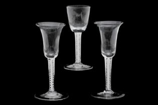 THREE 18TH CENTURY AIR TWIST WINE GLASSES