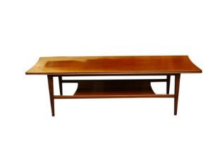 UNKNOWN (DENMARK); A TEAK SHIP TWO-TIERED COFFEE TABLE