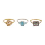 THREE GEM SET RINGS