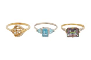 THREE GEM SET RINGS