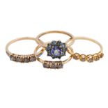 A GROUP OF FOUR 9CT GOLD GEM-SET RINGS