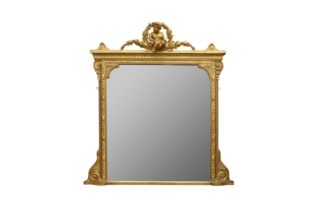 A LOUIS PHILIPPE GILT OVERMANTEL MIRROR