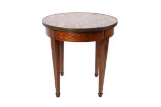 AN EARLY 20TH CENTURY CIRCULAR FRENCH ROSEWOOD TABLE AMBULANTE