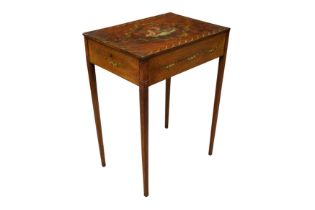 AN INLAID MAHOGANY EDWARDIAN SHERATON REVIVAL SINGLE-DRAWER SIDE TABLE