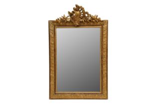 A LATE 19TH CENTURY FRENCH GILTWOOD AND GESSO RECTANGULAR MIRROR