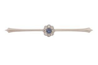 A SAPPHIRE AND DIAMOND BROOCH