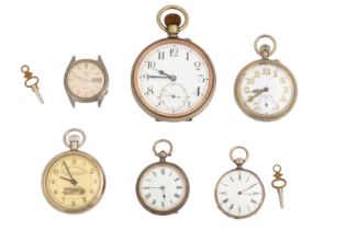 A GROUP OF FIVE POCKET WATCHES AND A SEIKO WATCH