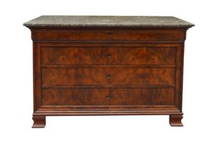 A 19TH CENTURY FRENCH WALNUT COMMODE CHEST