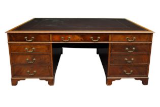 19TH CENTURY STYLE MAHOGANY PARTNERS DESK