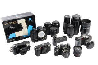 A Leica AF C1 & Minolta SLR Equipment, inc 500mm AF Reflex Lens.
