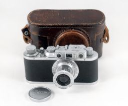 Chrome Leica II Camera with 5cm Elmar Lens.