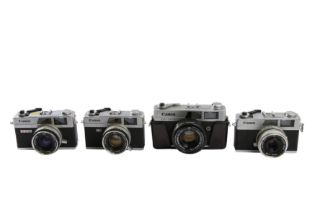 Four Canonet Rangefinder Cameras.