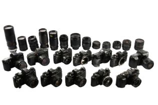 SLR Film Cameras & Lenses, inc Nikon EM & 50mm Series E Lens.