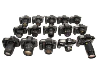 A Large Group of Canon EOS Film Cameras.