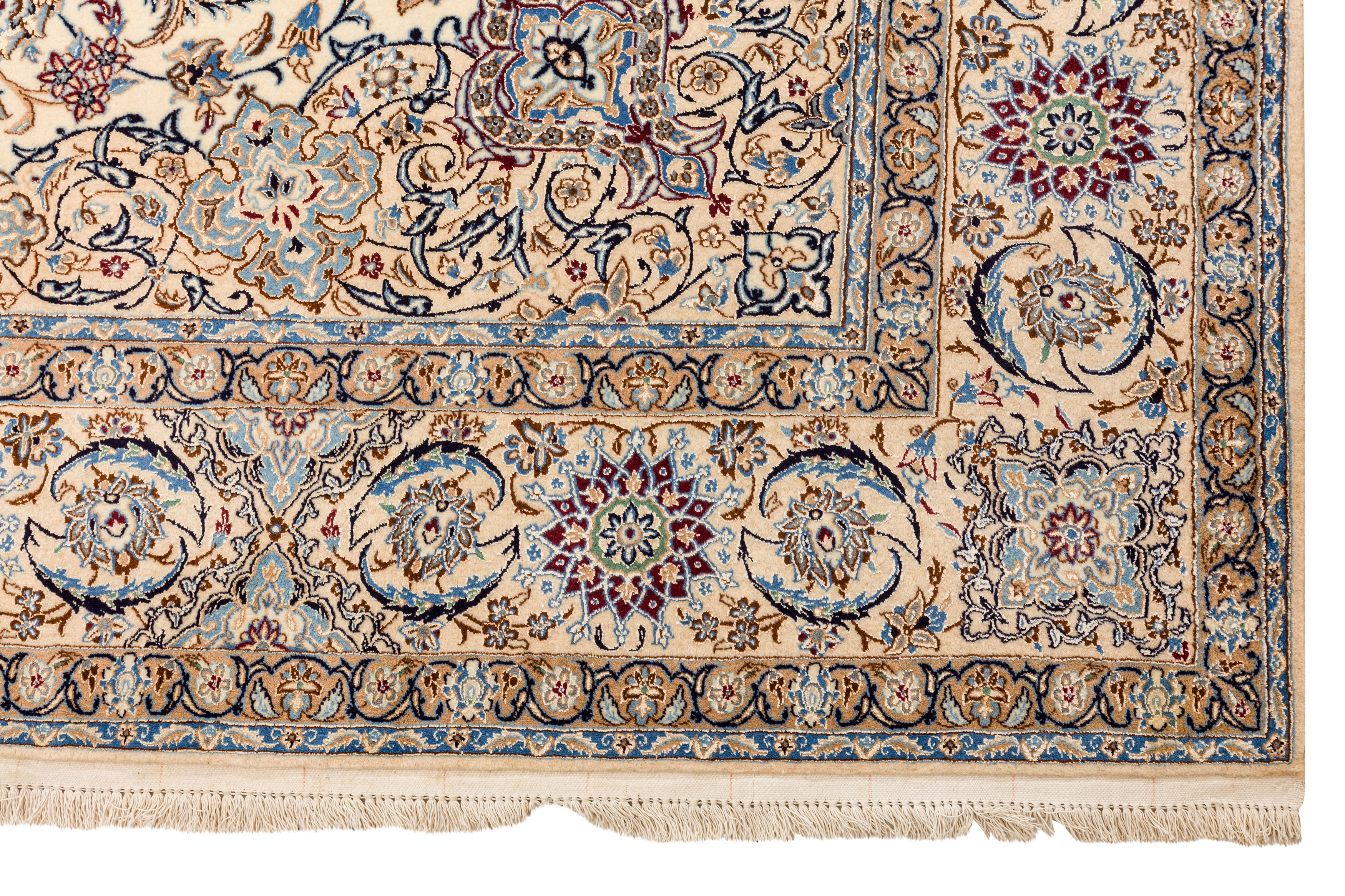 AN EXTREMELY FINE PART SILK SIGNED NAIN CARPET, CENTRAL PERSIA - Image 7 of 8