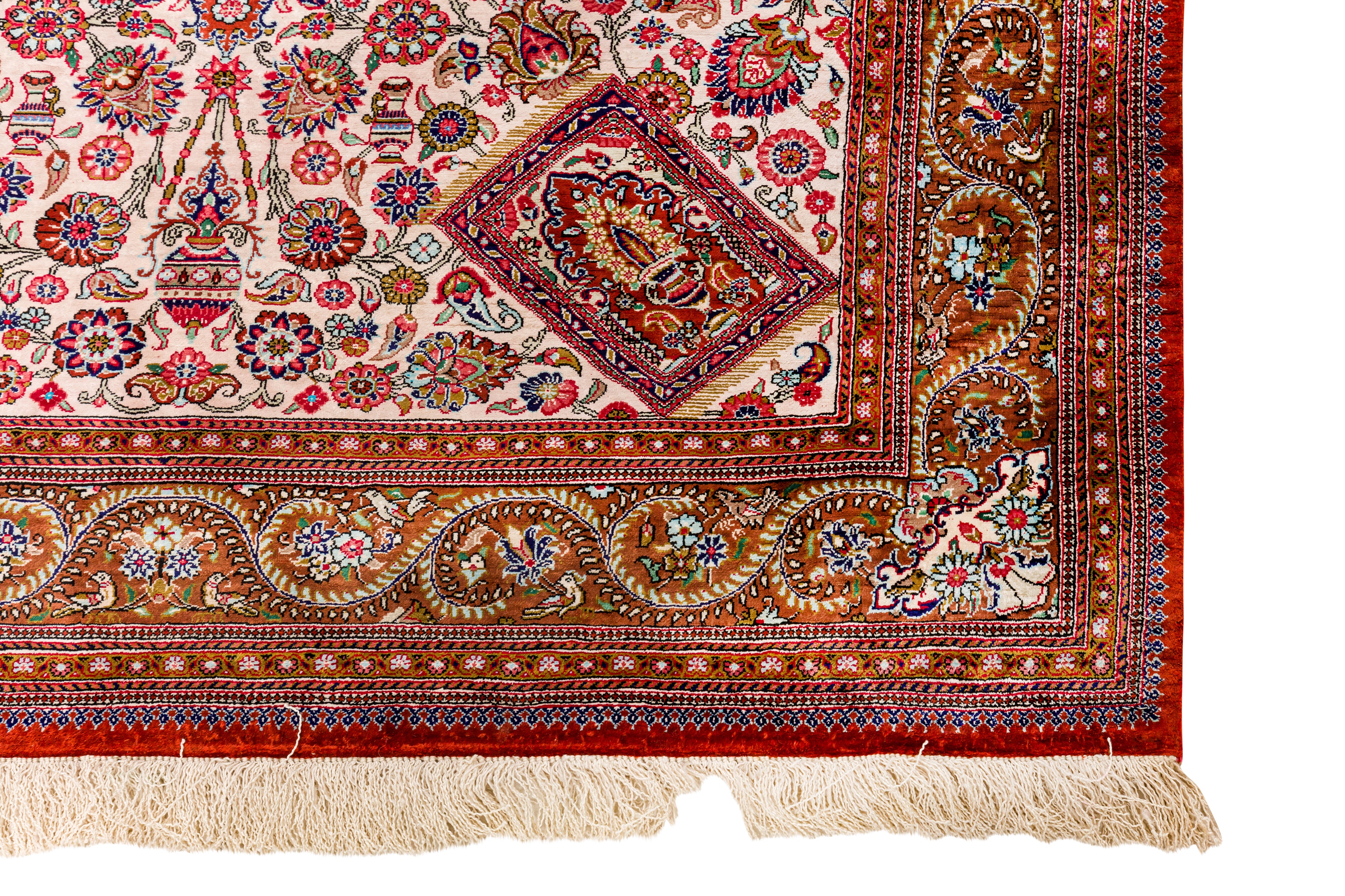 AN EXTREMELY FINE SIGNED SILK QUM RUG, CENTRAL PERSIA - Image 8 of 9