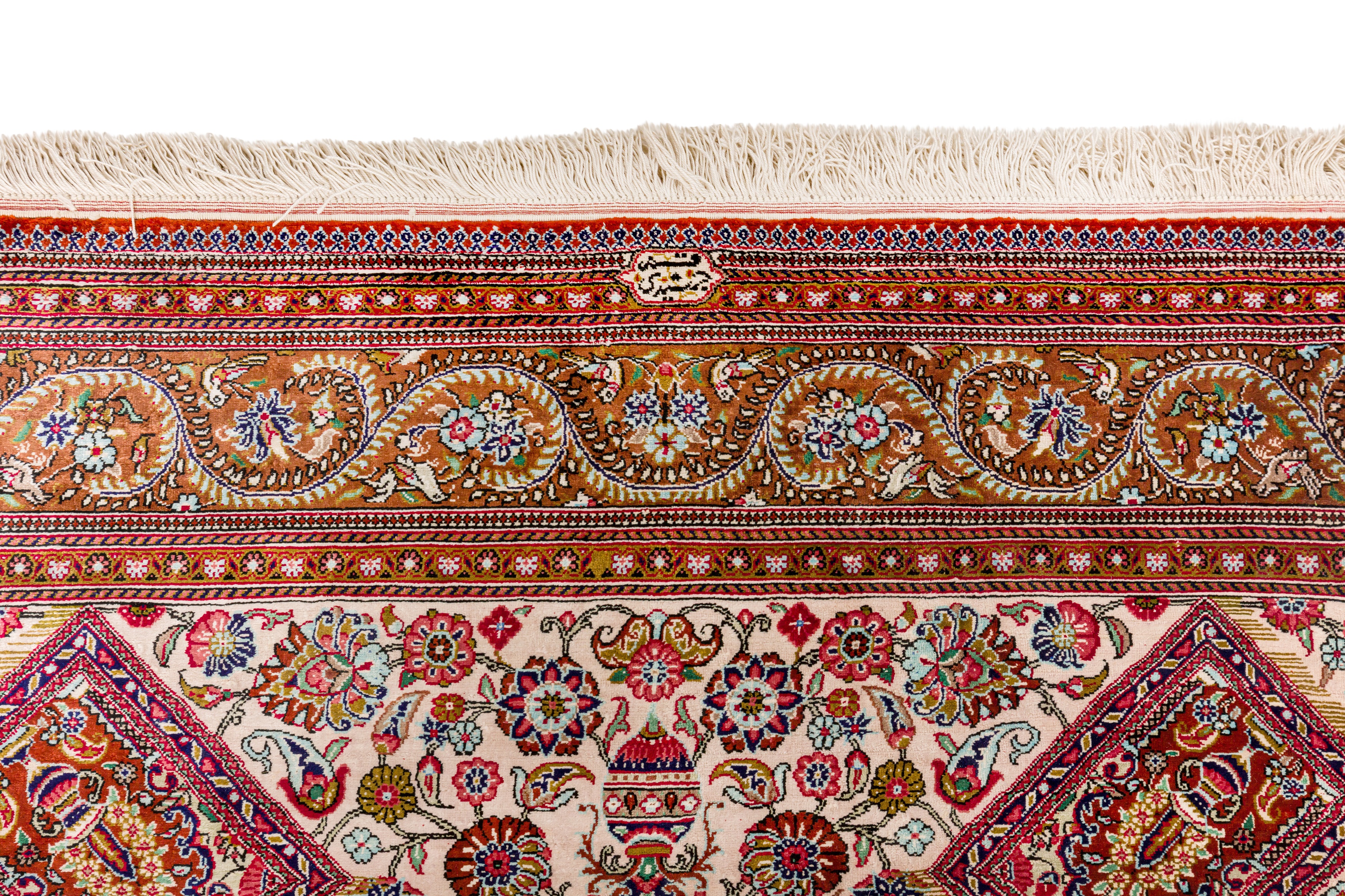 AN EXTREMELY FINE SIGNED SILK QUM RUG, CENTRAL PERSIA - Image 3 of 9
