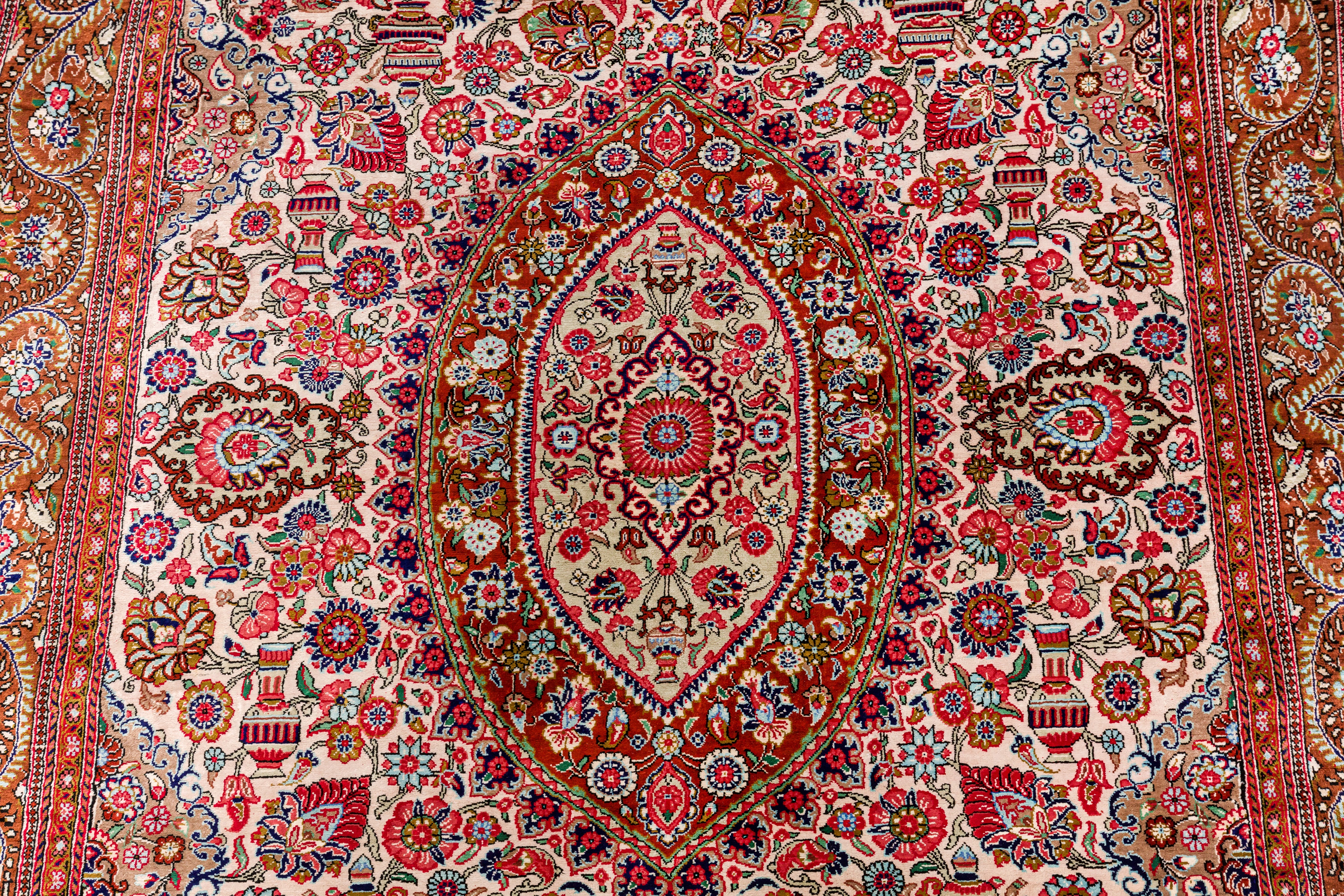 AN EXTREMELY FINE SIGNED SILK QUM RUG, CENTRAL PERSIA - Image 5 of 9