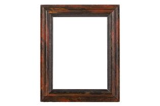 A DUTCH 17TH CENTURY STYLE PAINTED AND EBONISED FRAME