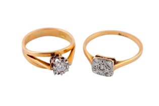 TWO DIAMOND-SET RINGS