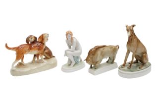 A GROUP OF ZSOLNAY CERAMIC FIGURES