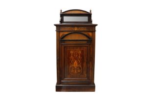A LATE VICTORIAN ROSEWOOD AND MARQUETRY INLAID MUSIC CABINET