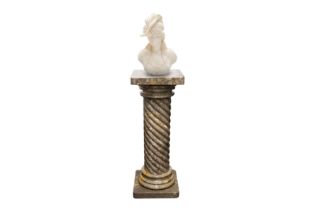 A SUBSTANTIAL BARLEY TWIST MARBLE COLUMN