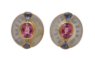 A PAIR OF GEM-SET POST AND CLIP EARRINGS