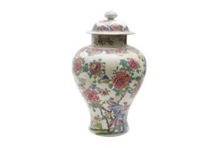 A CHINESE FAMILLE-ROSE VASE AND COVER