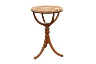 A MAHOGANY GLOBE STAND CONVERTED TO OCCASIONAL TABLE