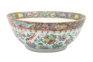 A CHINESE CANTON FAMILLE-ROSE PUNCH BOWL