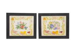 A PAIR OF VICTORIAN HARVEST-RELATED SCENE DOBBS EMBOSSED PAPER PANELS