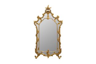 A BAROQUE STYLE GILT FRAMED MIRROR, LATE 19TH CENTURY