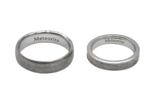 TWO METEORITE WEDDING BANDS