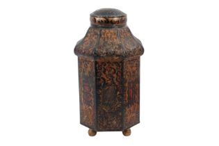 A VICTORIAN TOLEWARE TEA CANISTER