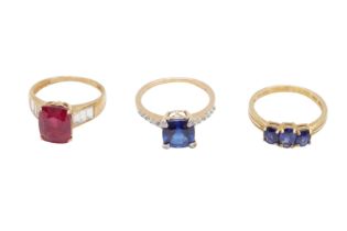 THREE GEM-SET RINGS