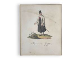 Two Bavarian costume studies, 19th century