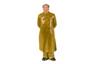 A Chinese Cultural Revolution Era Glazed Bisque Porcelain Figure of Chairman Mao