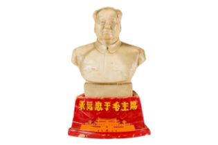 A Chinese Cultural Revolution Era Bisque Head and Shoulders Bust of Chairman Mao