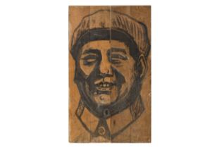 An Original Woodblock Panel - Mao