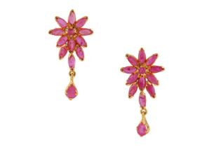 A PAIR OF RUBY EARRINGS