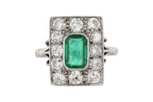 AN EMERALD AND DIAMOND RING