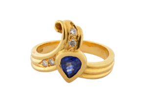 A SAPPHIRE AND DIAMOND RING, CIRCA 1990