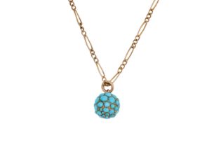 A TURQUOISE PENDANT AND CHAIN