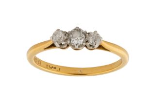 A THREE STONE DIAMOND RING