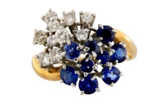 A SAPPHIRE AND DIAMOND COCKTAIL RING