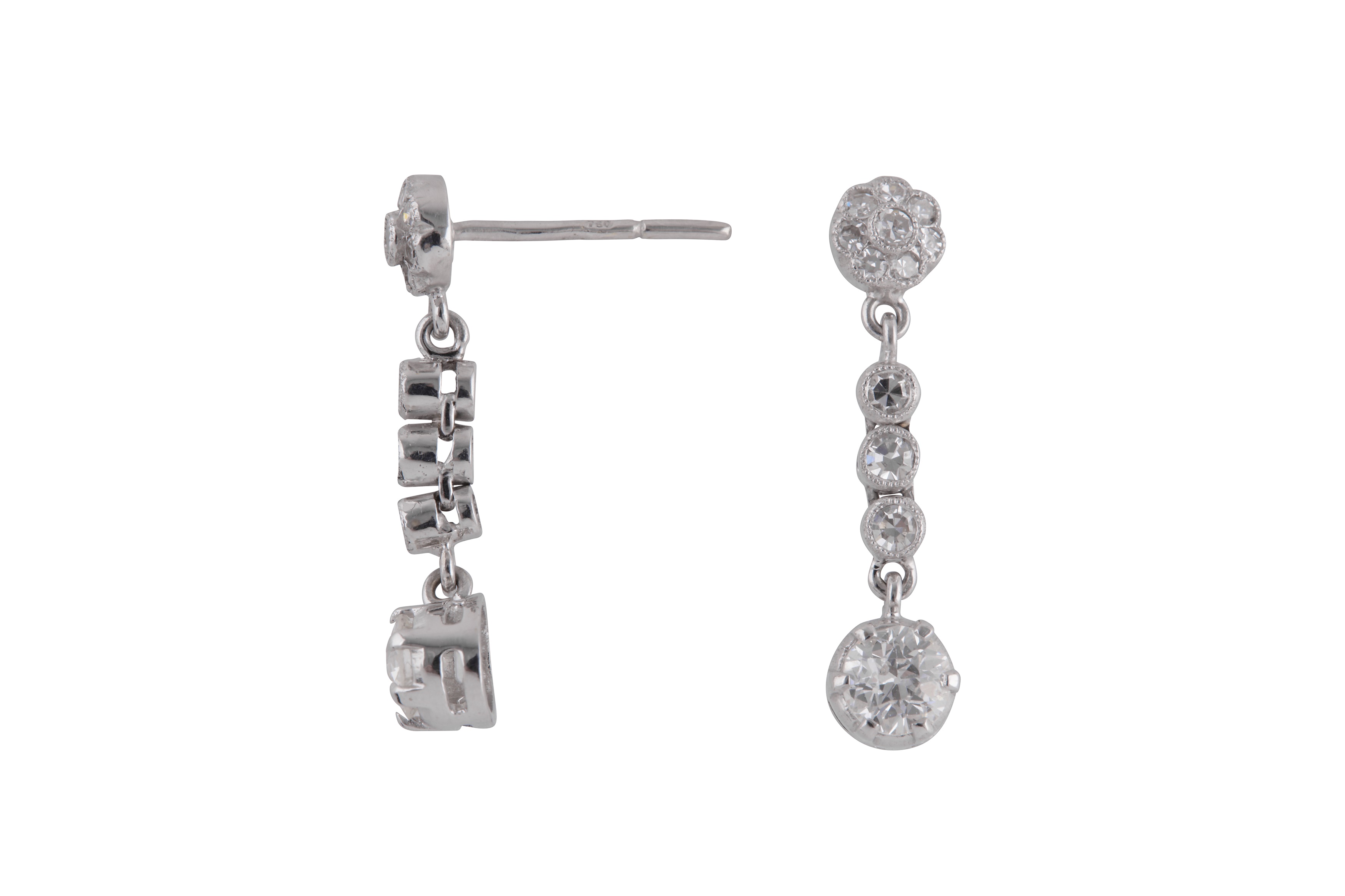 A PAIR OF DIAMOND DROP EARRINGS - Image 2 of 2