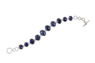 A SAPPHIRE AND SILVER BRACELET