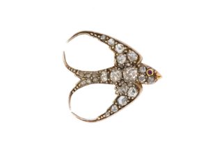 A DIAMOND SWALLOW BROOCH