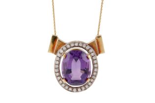 UNO-A-ERRE Ι AN AMETHYST AMD DIAMOND PENDANT NECKLACE